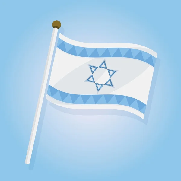 Streszczenie przechylony ikonę flagi Izraela na niebieskim tle gradientowym — Wektor stockowy