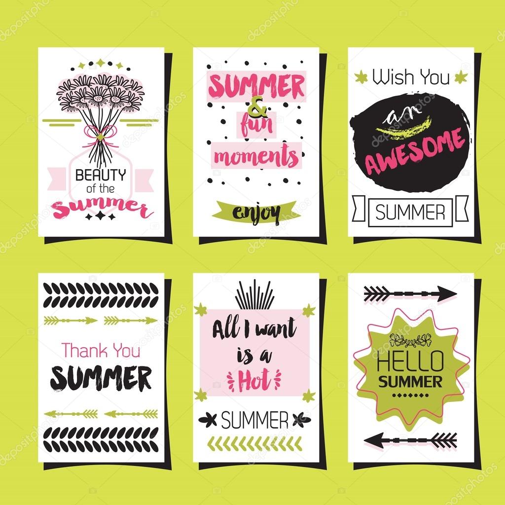 Summer greetings template journaling cards set