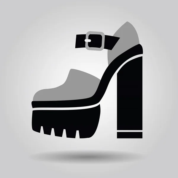 Single-Frauen-Plattform High Heel-Symbol auf grauem Hintergrund — Stockvektor