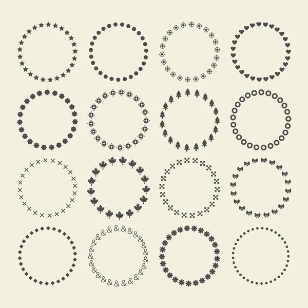 Ensemble de motifs de symboles décoratifs et d'éléments de conception pour cadres, insignes, étiquettes et bannières — Image vectorielle