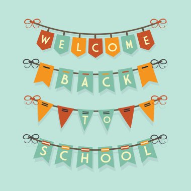 Hoş geldiniz okul için kirazkuşları ve çelenk dekorasyon seti