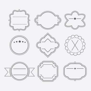 Şirin ve farklı şık siyah boş anahat şablon amblem ve Etiketler ayarla