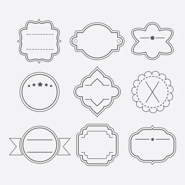 Cute and different stylish black empty outline template emblems and tags set — Stock Vector