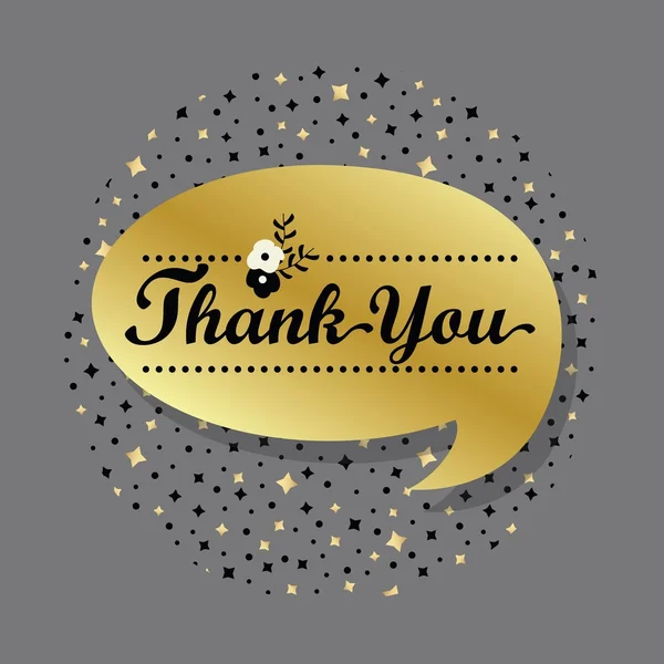 Golden speech bubble with Thank You message on circle star pattern background — Stock Vector