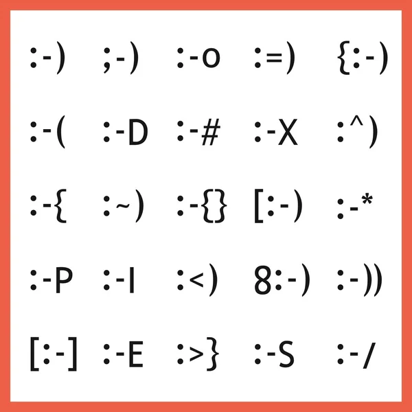 Δημοφιλή έκφραση του προσώπου γραμματοσειρά τύπου χαρακτήρα πρόσωπα, emoticons και εικονίδια σε λευκό φόντο — Διανυσματικό Αρχείο