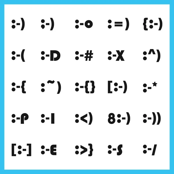 Populäre Gesichtsausdruck Schriftart Zeichen Gesichter, Emoticons und dicke Symbole auf weißem Hintergrund gesetzt — Stockvektor