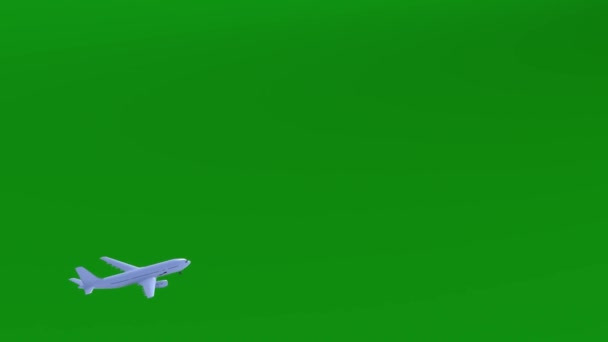 Animación 3D de un avión que despega, sobre el fondo de una pantalla verde — Vídeos de Stock