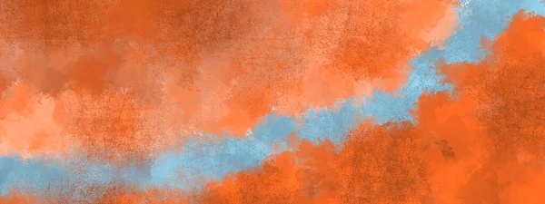 Abstract grunge background with ink spots in tangerine color. Orange vintage banner made of paint stains — Stock Photo, Image