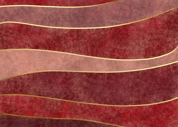 Абстрактний акварельний гранжевий червоний фон. Вінтажні ілюстрації з золотими хвилями — стокове фото