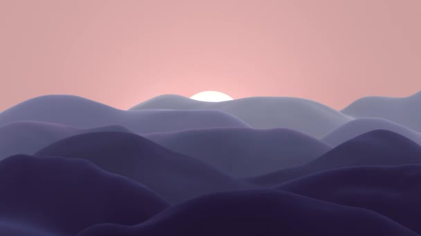 Yazın Dağların Üzerinden Güneşin Doğuşunun Boyutlu Fantezi Animasyonu — Stok video