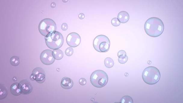 Анимация Мыльных Пузырей Сиреневом Фоне — стоковое видео