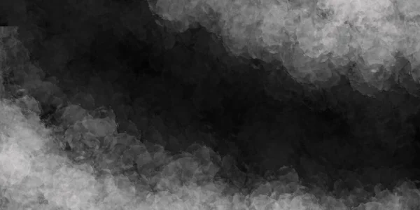 Abstract grunge aquarel zwarte achtergrond. Illustratie van grijze rook op een donkere achtergrond — Stockfoto