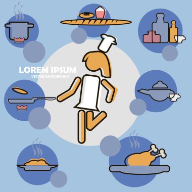  Yaratıcı mutfak veya yemek Web sitesi düz simge vektör illustrati