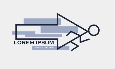 Ok ve çalışan adam yaratıcı logo vektör şablonu