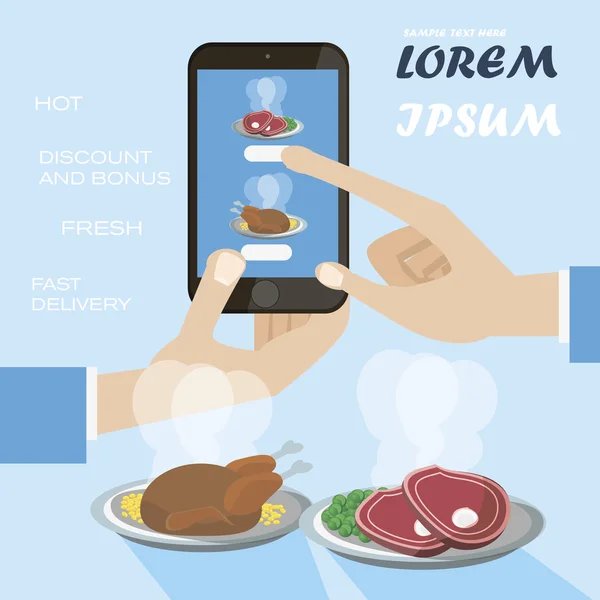 Online yemek teslim iş vektör şablonu. Ca kullanmak olabilir