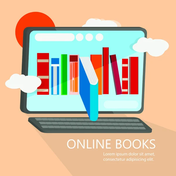 Livros online imagem vetorial moderna. Pode ser usado para fundo, proibição —  Vetores de Stock