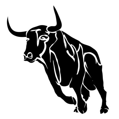 Boğa anahat vektör görüntü çalıştırıyor. Logo ve tatto kullanmak olabilir