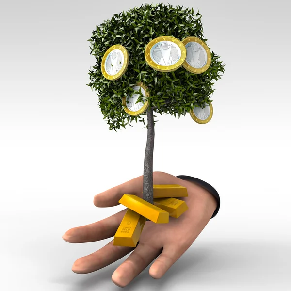 Para ağacı kavramı işletme resmi 3D render yardım — Stok fotoğraf