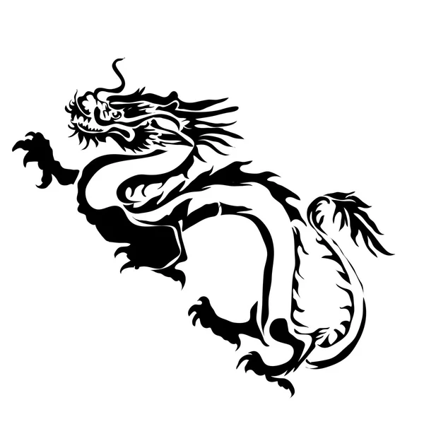 Outline dragon vector image. Can be use for logo and tattoo — Stock Vector