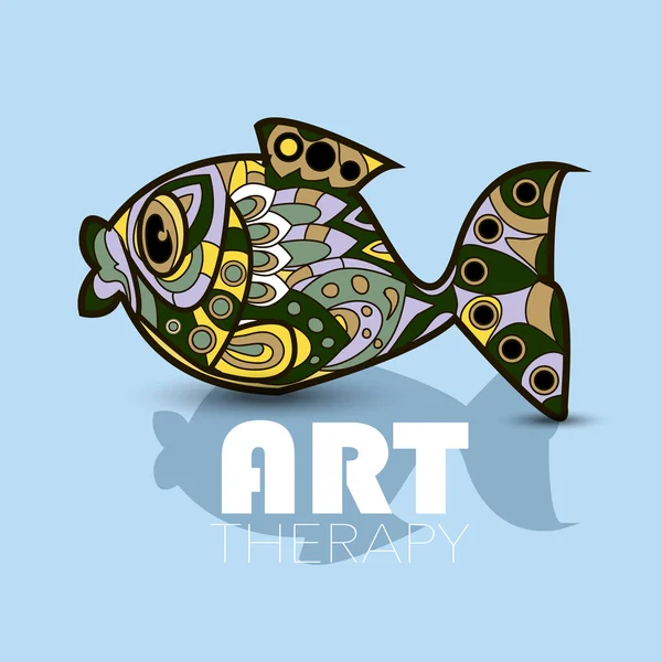 Modern Sanat Terapisi poster çok renkli totem balık ile vektör IMAG
