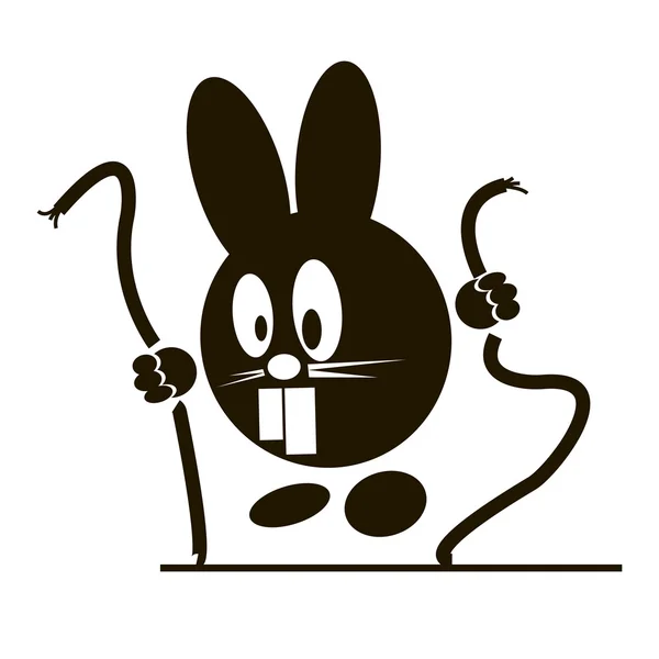 Funny outline rabbit with an electric cable vector illustration. — Stock Vector