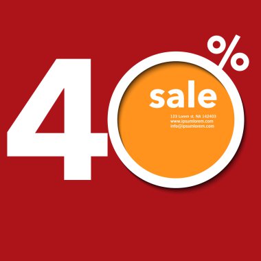 Modern şablon Dükkanı % 40 satışı el ilanı veya poster kağıt ile ef kesmek