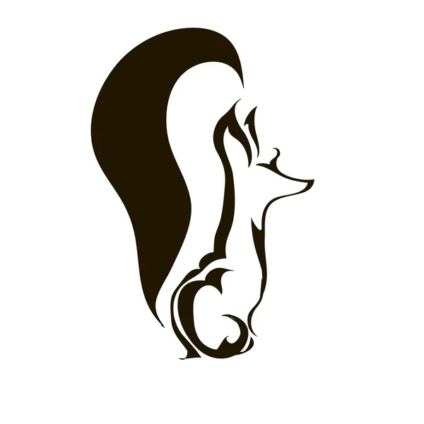 Moderne Umrisse stilisierte Fuchs-Tätowierung oder Logo-Vektorillustration — Stockvektor