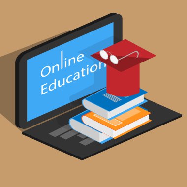 Online Eğitim icometric vektör çizim düz tasarım