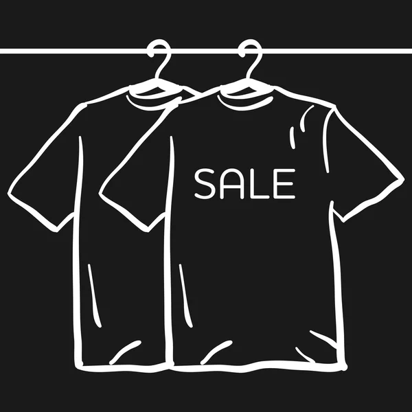 Camiseta en una percha sobre un fondo negro. Concepto de venta simple h — Archivo Imágenes Vectoriales