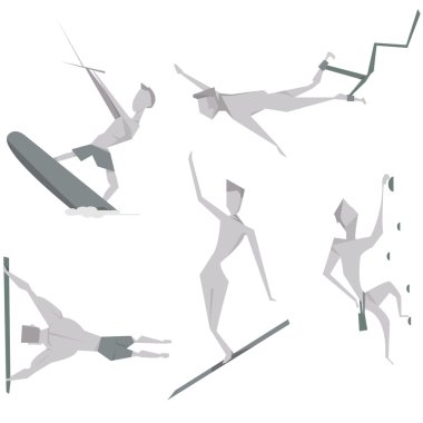 Çizgi film aşırı insanlar karakter vektör çizim koymak. Etkin