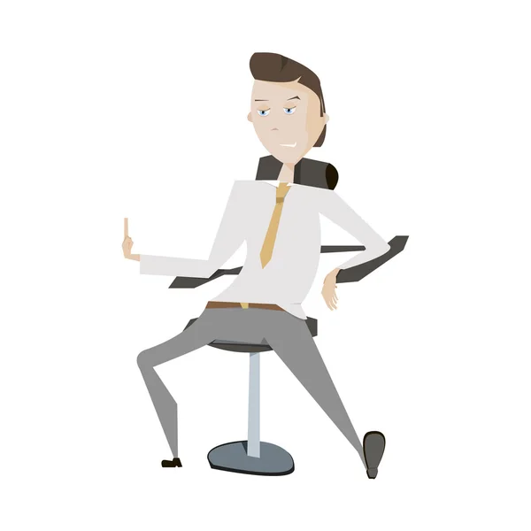 Мультфильм молодой человек забавная поза в кресле векторной иллюстрации — стоковый вектор