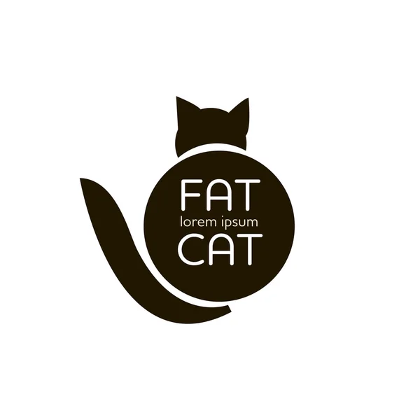 Şişman kedi anahat basit logo vektör çizim