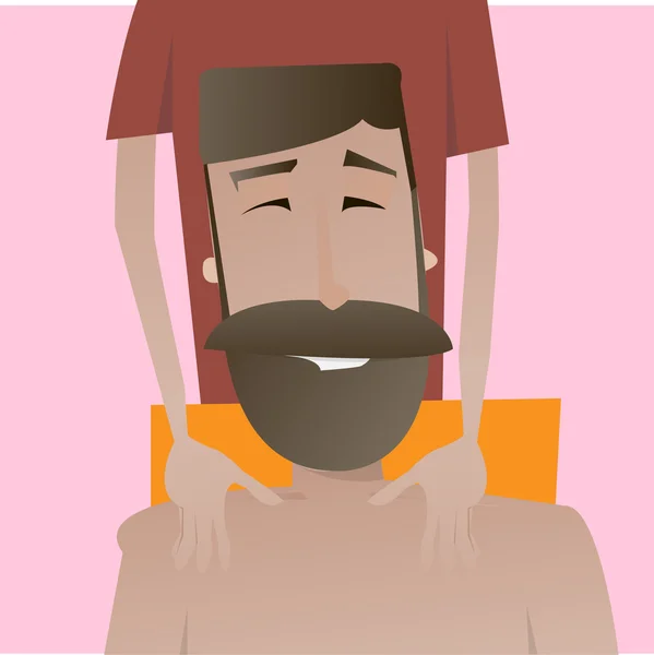 Mutlu sakal adam karakter vektör çizim karikatür. Mas sakin ol