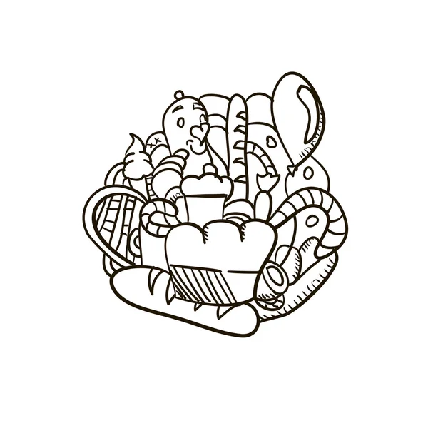 Свіжа пекарня проста рука намальована каракулі Векторні ілюстрації — стоковий вектор