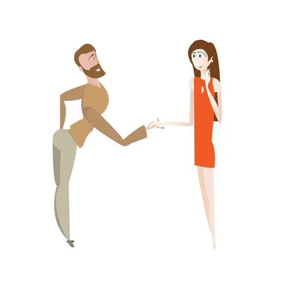 Dessin animé homme et femme amour couple isolé sur blanc vecteur malade — Image vectorielle