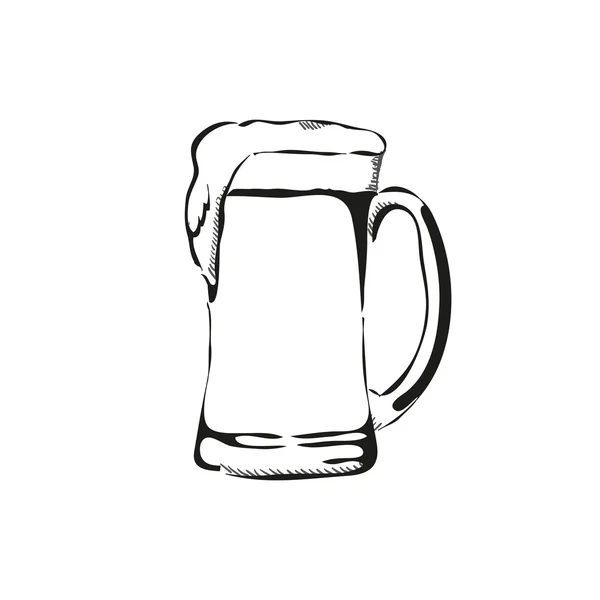 Kontur hand dras öl mugg vektorillustration — Stock vektor