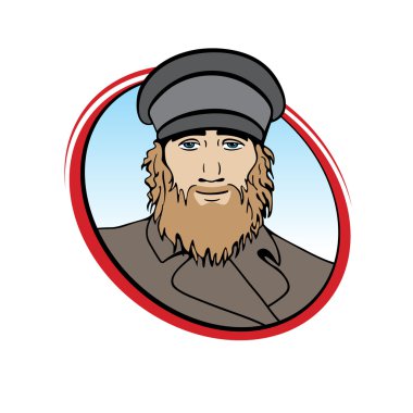 retro giyim logo vektör çizim içinde sakallı adam