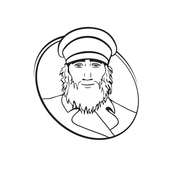 Homme barbu dans des vêtements rétro illustration vectorielle de logo — Image vectorielle