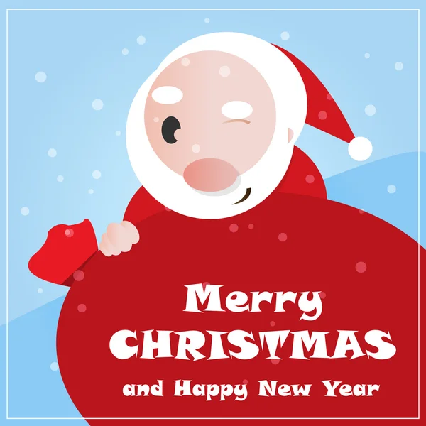 Feliz Natal cartão de saudação com desenhos animados feliz Santa vetor il — Vetor de Stock