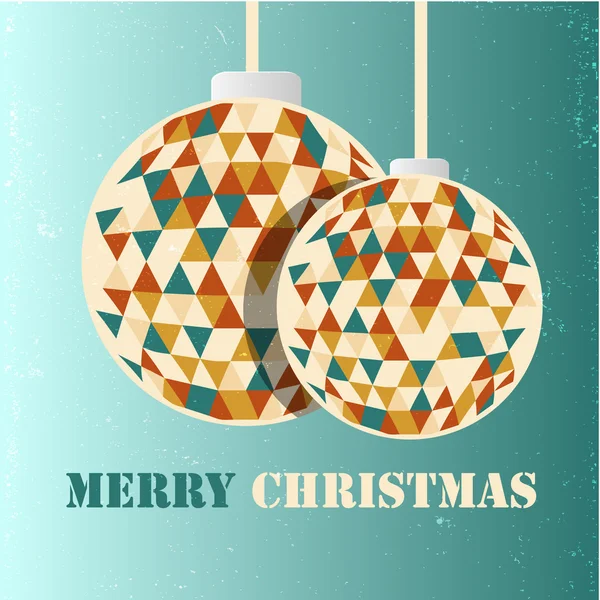 Feliz Natal retro vintage cartão de saudação com decoração de Natal — Vetor de Stock