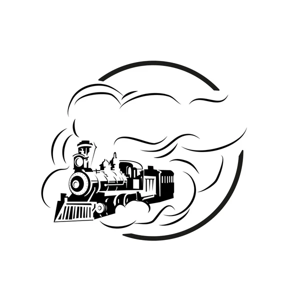 Retro lokomotive umriss design logo vektor illustration — Stockvektor