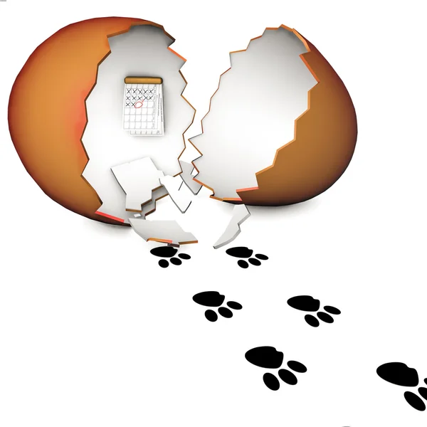 3D нарезанный яйцо и спор кролика на белом фоне — стоковое фото