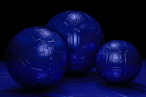 Niebieski ciemny streszczenie tło z odbicie bamp kula — Zdjęcie stockowe