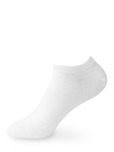 Μεμονωμένη Λευκή Κοντή Κάλτσα Αόρατο Πόδι Μανεκέν Λευκό Φόντο Πλαϊνή — Φωτογραφία Αρχείου
