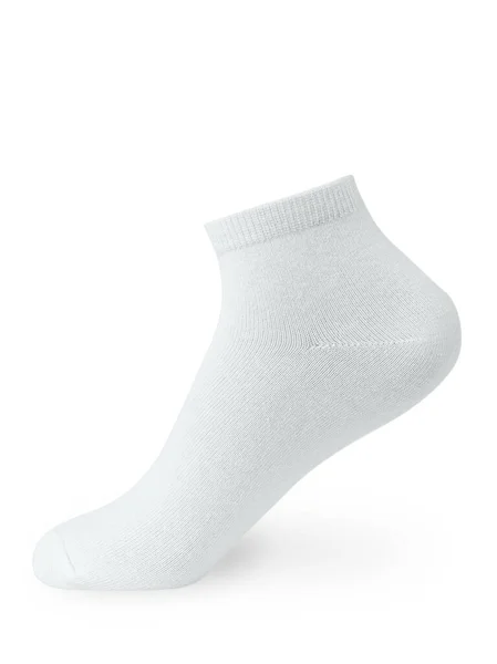 Isolierte Weiße Kurze Socke Auf Unsichtbarem Schaufensterfuß Auf Weißem Hintergrund — Stockfoto