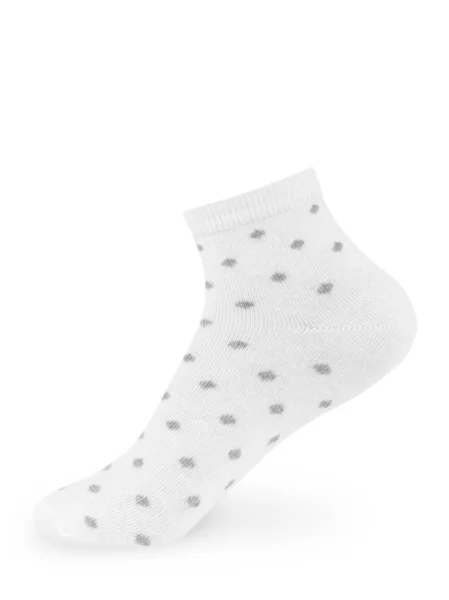 Isolated White Polka Dot Short Sock Invisible Mannequin Foot White — Stock Photo, Image