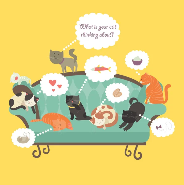 Gatos engraçados com bolha de fala — Vetor de Stock