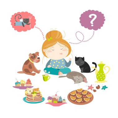 Sevimli kız seçerek tatlı