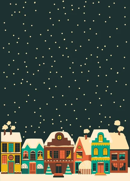 Noel zamanı şirin küçük bir kasaba. — Stok Vektör