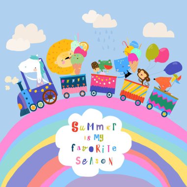 Gökkuşağı treniyle seyahat eden Mutlu Hayvanlar